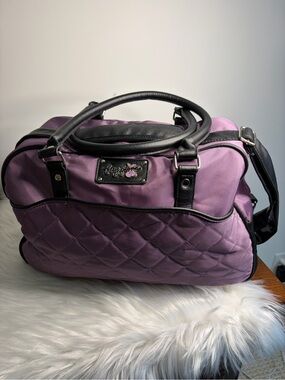 Foxy Jeans Lavender Quilted Travel Satchel with Black Trim